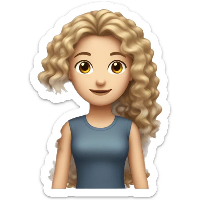 Three girls, one medium dark with curly big Hair and she is pretty tall, a short blond white girl with long straight hair, a medium brunette with puffy hair sticker