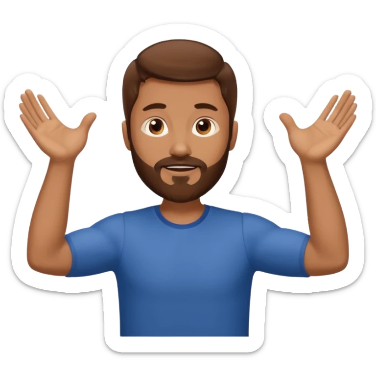 A man with brown hair and beard with his arms open waiting for a hug sticker