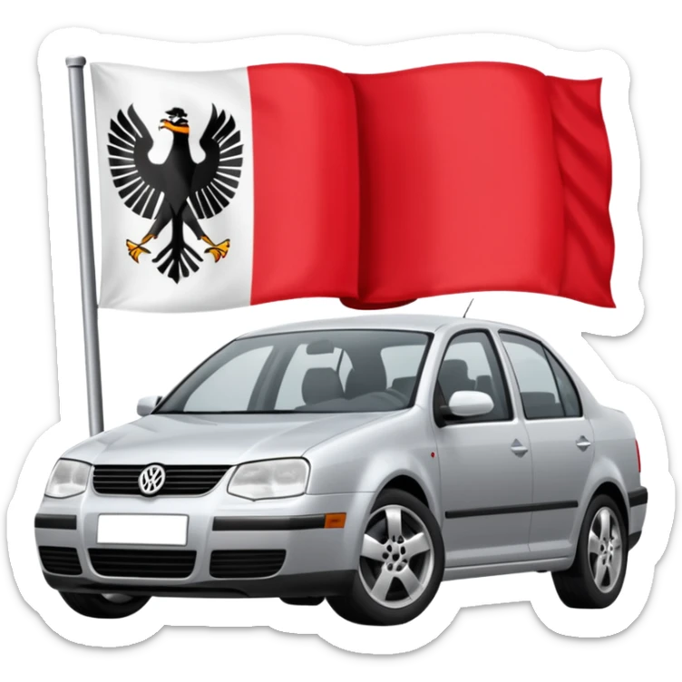 Volkswagen 2001 Jetta with Albanian eagle (the red and black flag) keep the car silver sticker