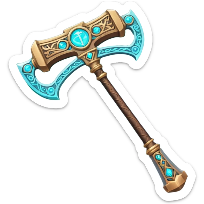 a massive Soulmask-style hammer weapon, ornate, fantasy details, for an emoji sticker
