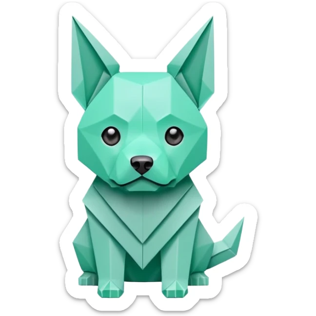 origami dog in color green mint rgb(168, 251, 211) sticker