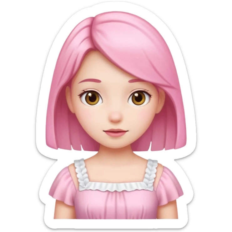 Cute girl wearing a white and pink dress sticker