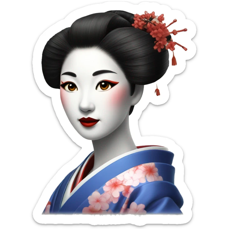 realistic portrait of very beautiful Geisha woman sticker
