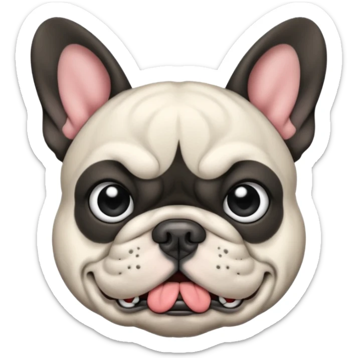 angry black and white French bulldog emoji sticker