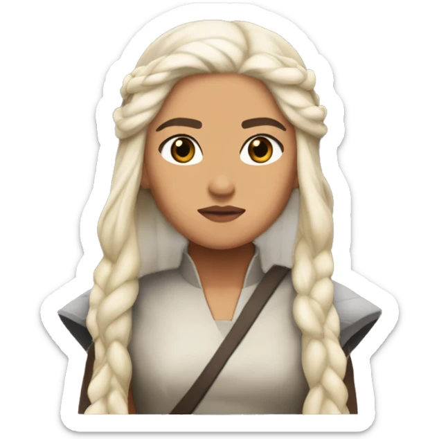 daenerys half asian dark eyes tan skin long hair serious look sticker