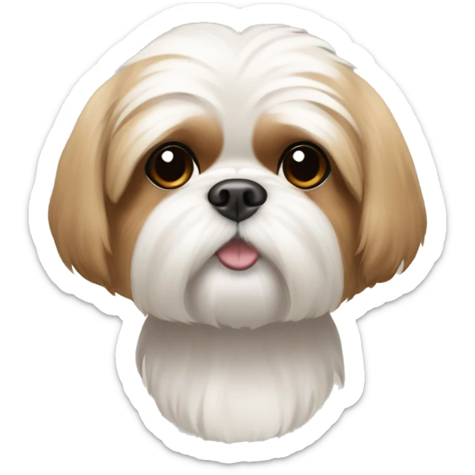 shih tzu dog with white face tan fur around the eyes and light tan ears sticker