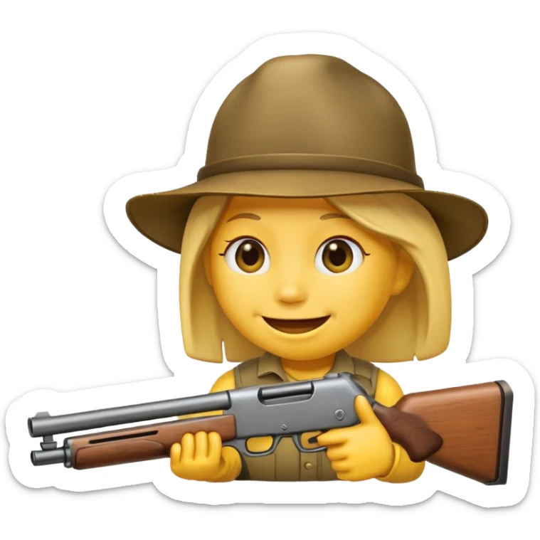 Create a smiling face emoji that’s sucking on the barrel of a shotgun sticker