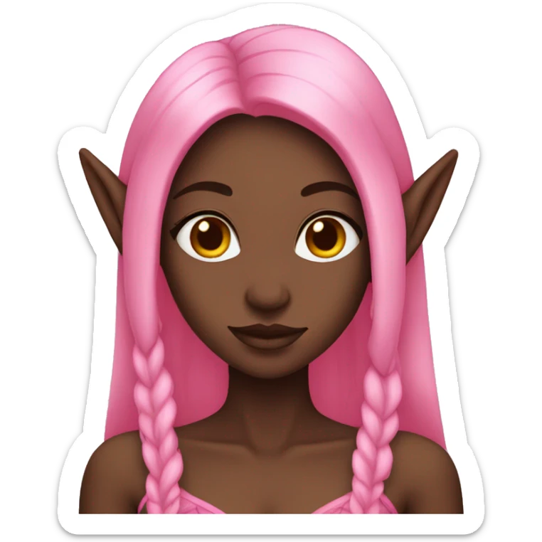 dark-skinned elf girl with long pink hair sticker