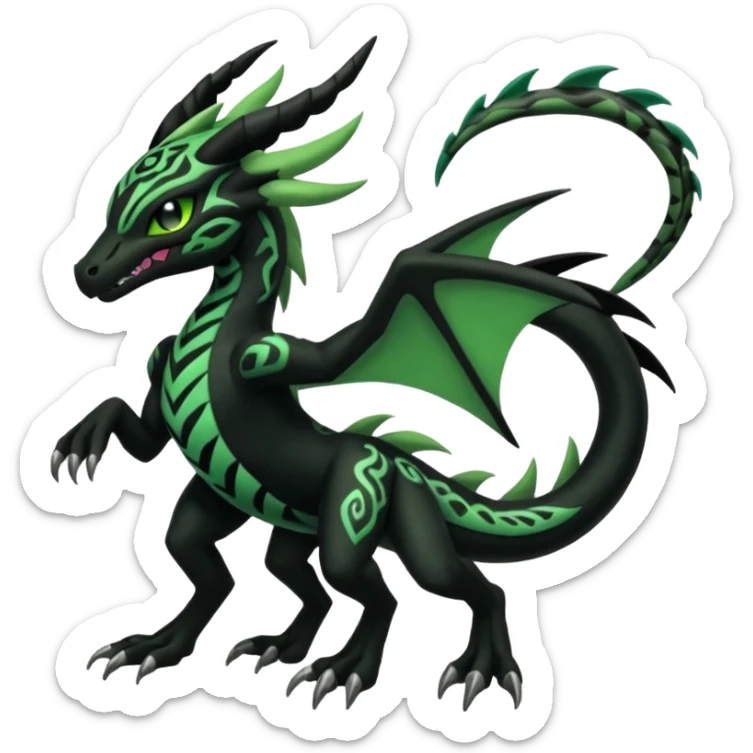 Meloetta-Venom-Zekrom-Salandit-fusion, full body, tribal markings  sticker