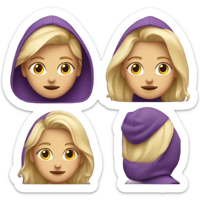 Blond girl wearing a purple hoodie  sticker