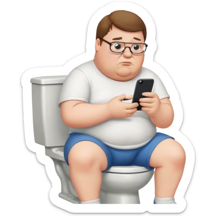 can you do  Peter Griffin sitting on the toilet playing on his phone sticker
