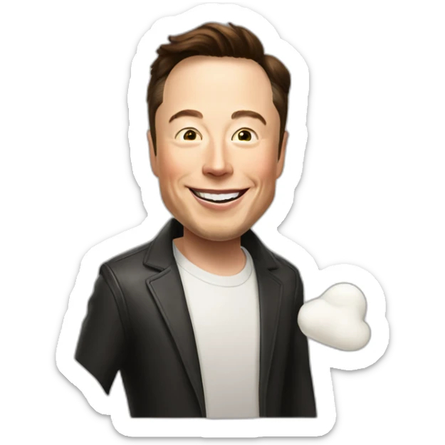 Creame un emoji de elon musk feliz sticker