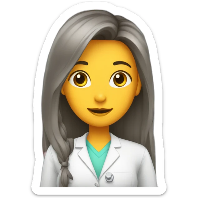 Chica joven con pelo largo trabajando en una farmacia sticker