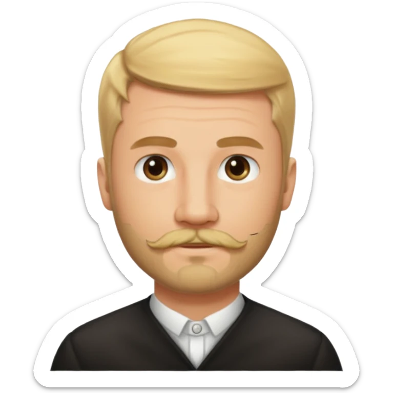 short blond hair clean cut mustache and beard 5ft 9 140lbs titian sticker