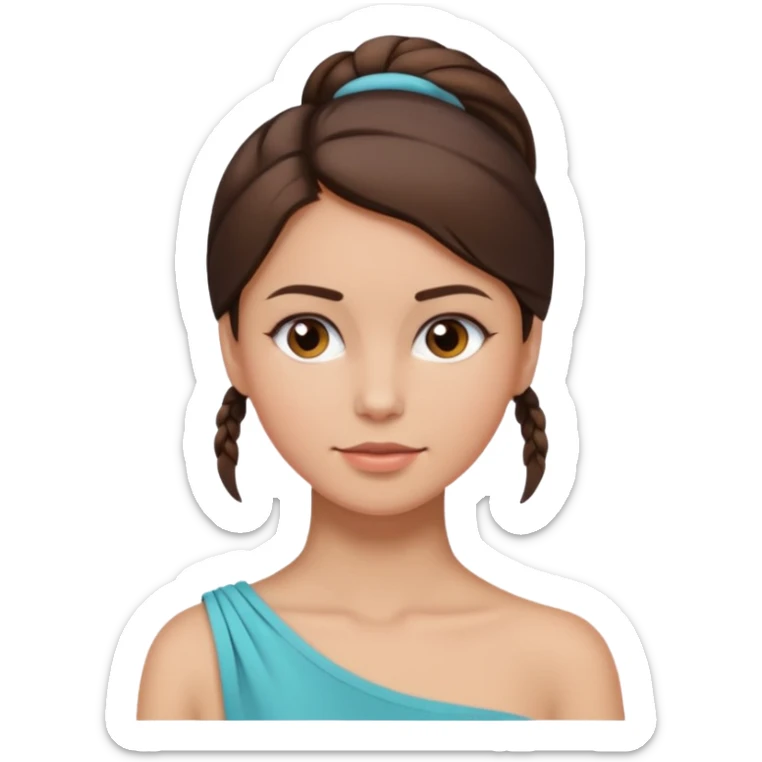 woman tie her brunette hair low and put on one side of shoulder  sticker