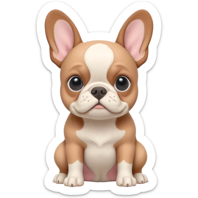 Fawn pied Frenchie dog in soft pastel colors,authentic claymation style with matte plasticine texture and visible fingerprints sticker