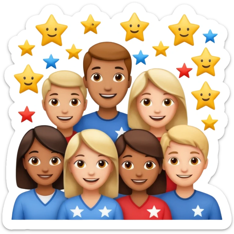 Make me an emoji for an app. The emoji is to highlight "social", "Real people", Reviews, trust, and brand recognition sticker