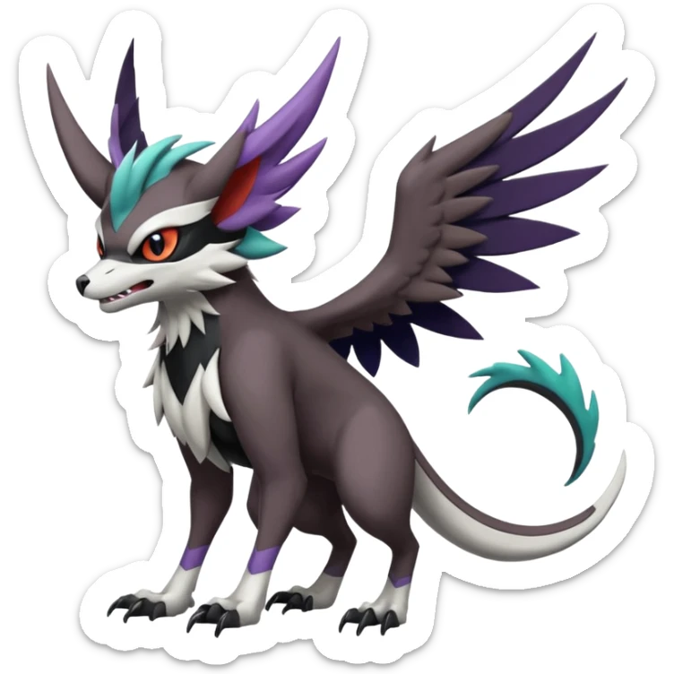Noibat-Noivern-Mightyena-Silvally-Fakémon-hybrid-creature (full body)  sticker
