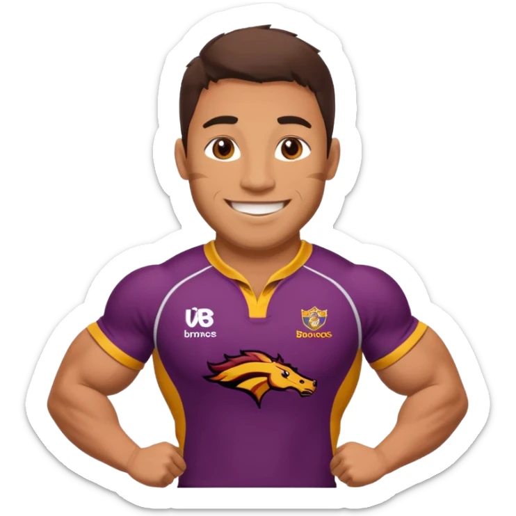 Joueur de rugby avec le maillot des Brisbane broncos sticker
