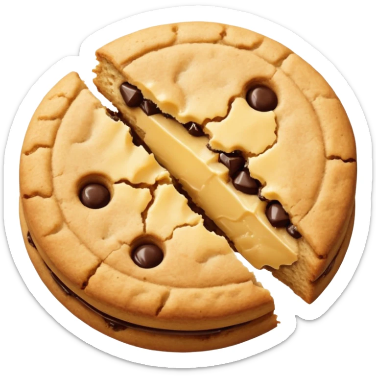 A pair of plain cookies, one of them with a bite taken out. sticker