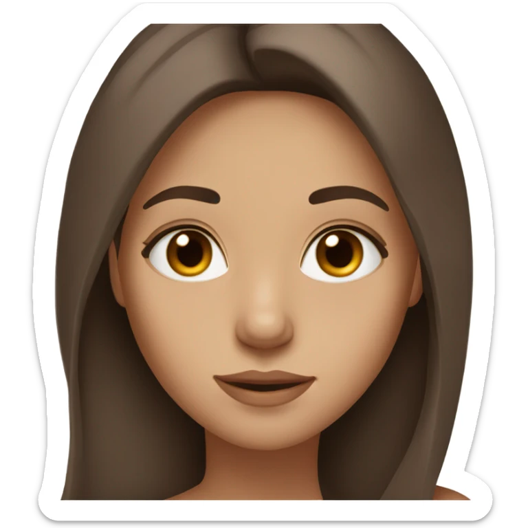 beautiful girl with brown eyes and long brown hair sticker