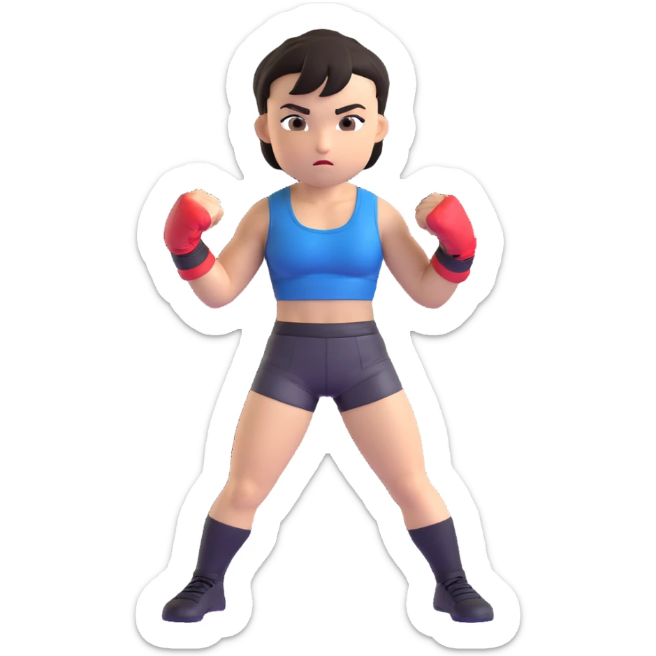 Ilia Topuria UFC featherweight champion celebrating with fists raised, athletic build, short dark hair, wearing MMA shorts, confident expression sticker