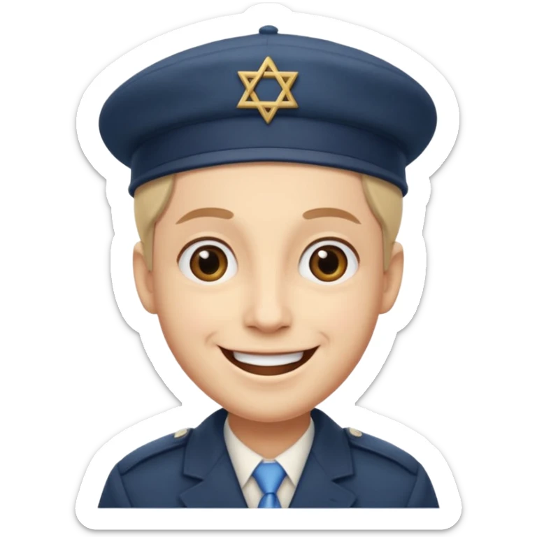 Smile face klasyczny, lecz z pejsami i beretem żydowskim sticker