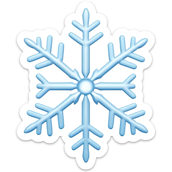 A simple emoji-style snowflake or small snow pile. Cute, clean lines, minimal detail, white and light-blue colors, rounded shapes, soft shading, flat 2D emoji style. sticker