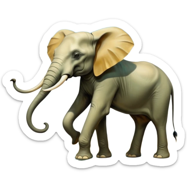 aesthetic brilliant divine lighting, oil paint - mystical elephants from Salvador Dali's paintings with long legs like insects sticker