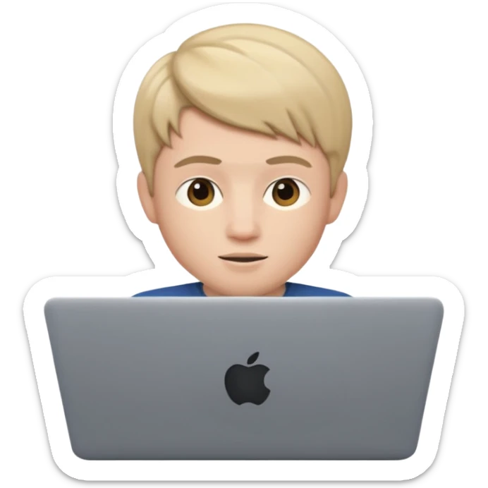 memoji boy iphone characters memoji with Laptop and a transparent background sticker
