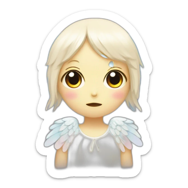 angel glowing tears eyes light color palette Takashi Murakami style sticker