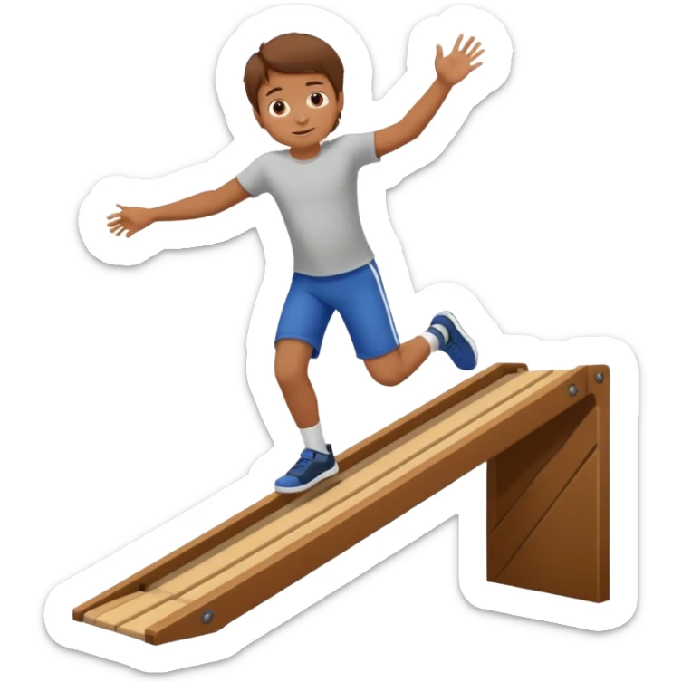 jongen die aan het buikglijden is met bruin haar van een schans sticker