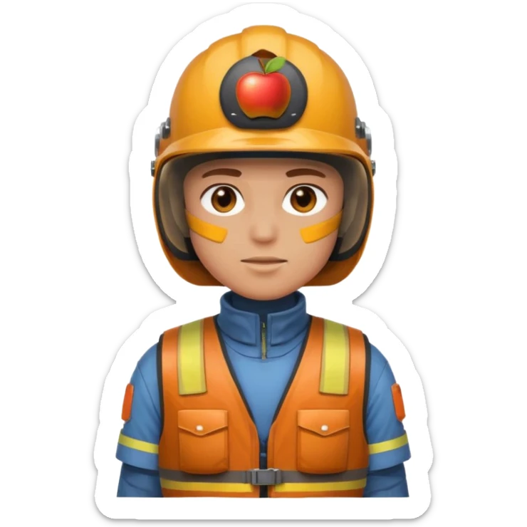 rust full kit chest up helmet vest Apple emoji style Y2K color palette shine sticker