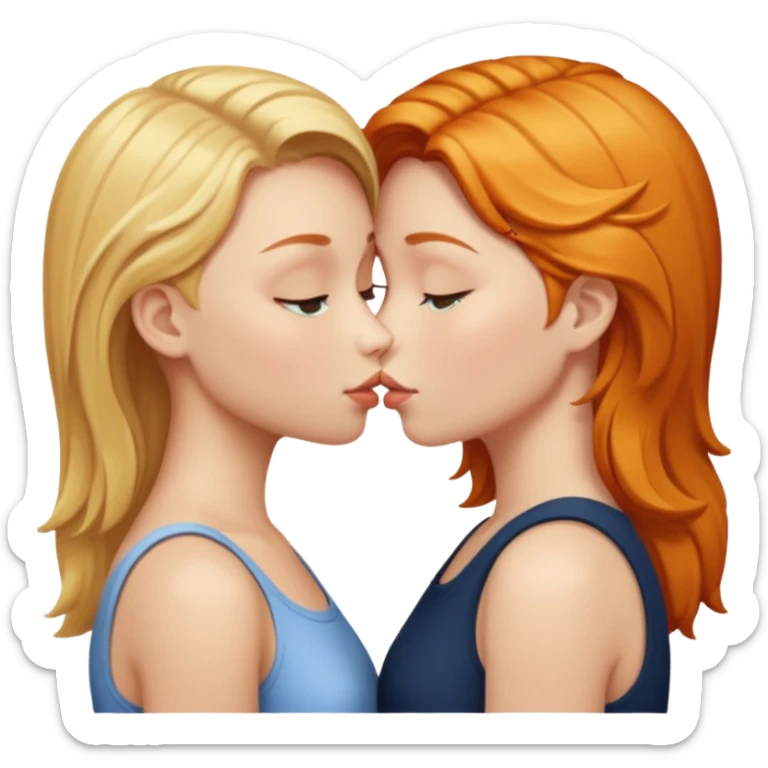 Blond girl and ginger girl kissing  sticker