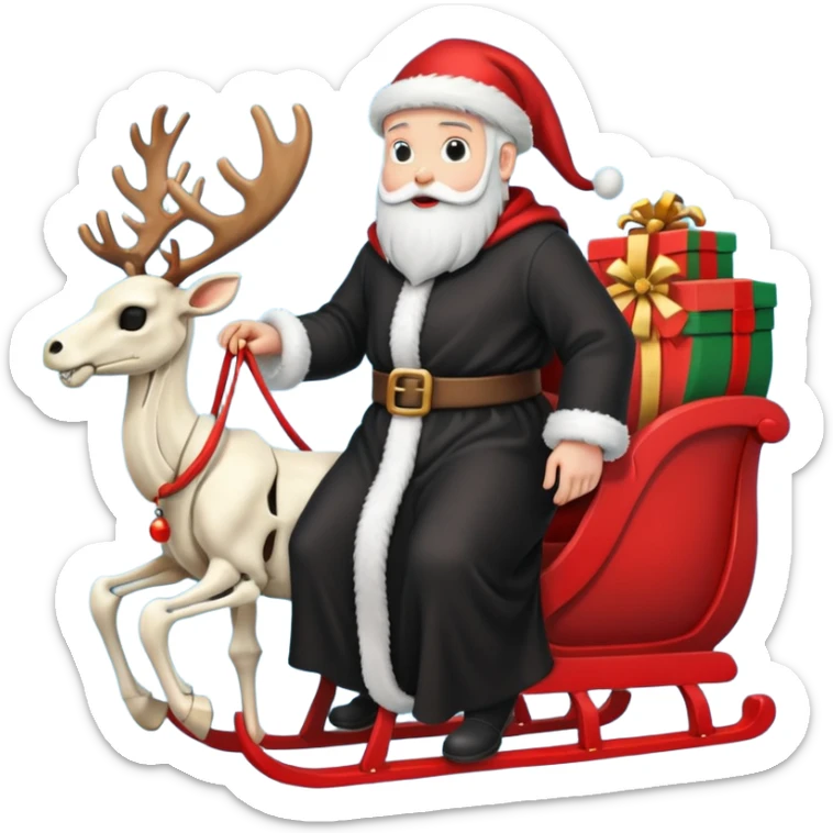 the Grim reaper dressed as Santa.... What gifts would be in his Sleigh.... What would his Sleigh likely look like.... Would the reindeer be skeletons, or ordinary reindeer sticker