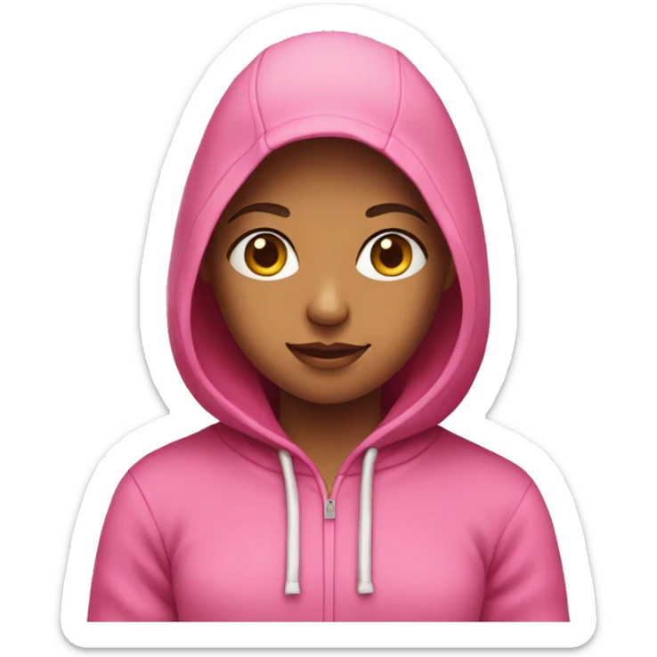Girl with pink face wearing a pink hooded sweatshirt  sticker