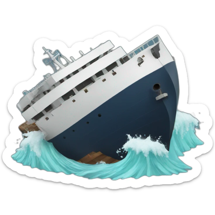 ship crashing sticker