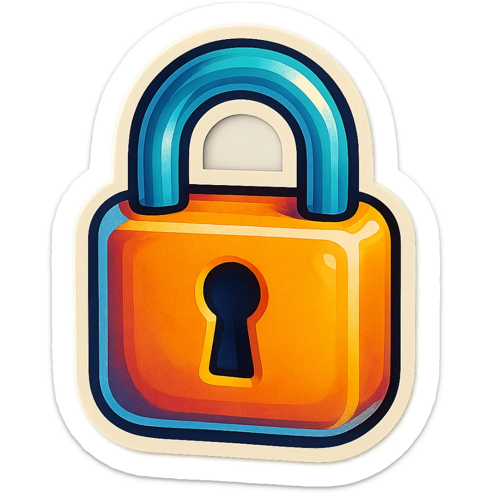 A padlock in retro stickers style, with a vintage design and a retro vibe sticker