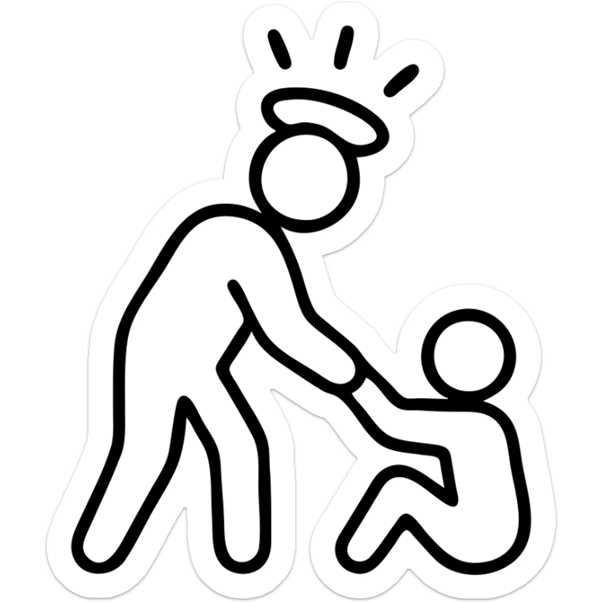 minimal icon of a person with a glowing halo performing a kind act, outlined icon style sticker