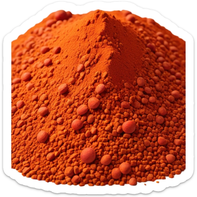 paprika powder mound, vibrant red-orange, fine and dry, uneven, scattered specks, matte texture, clean style, optimized for emoji size sticker