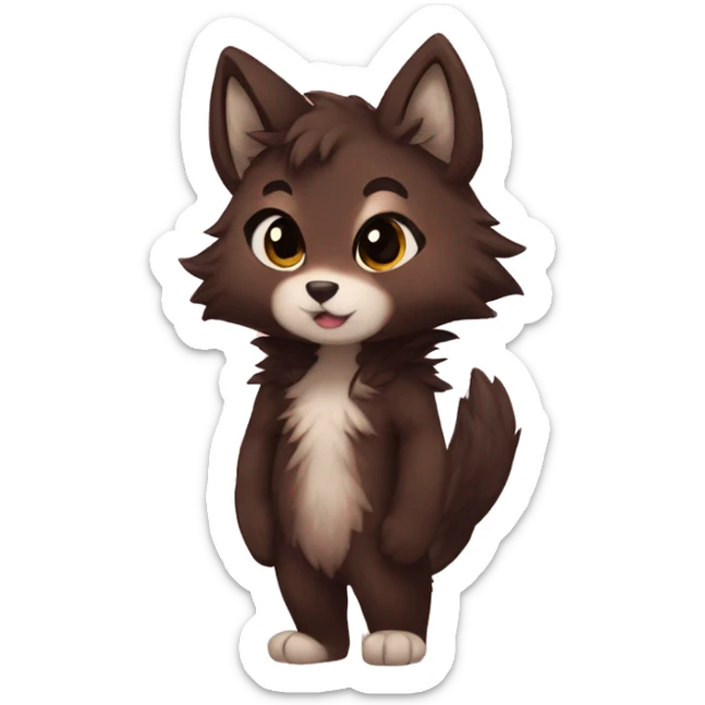 Anthro Shy Cute Chibi Dark Brown Furry Animal Anthro Sona sticker