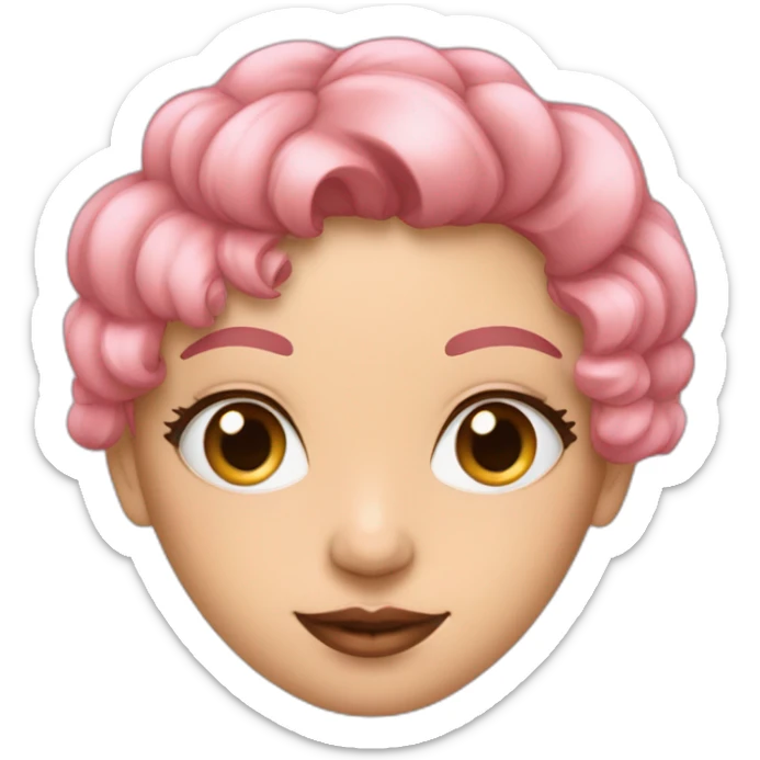 Fille cheveux longb leumarrine et rose avec des paillettes dans les yeux sticker