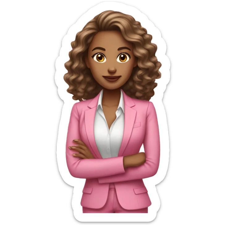 Girl boss light skinned Latina in pink suit with wavy hair  sticker