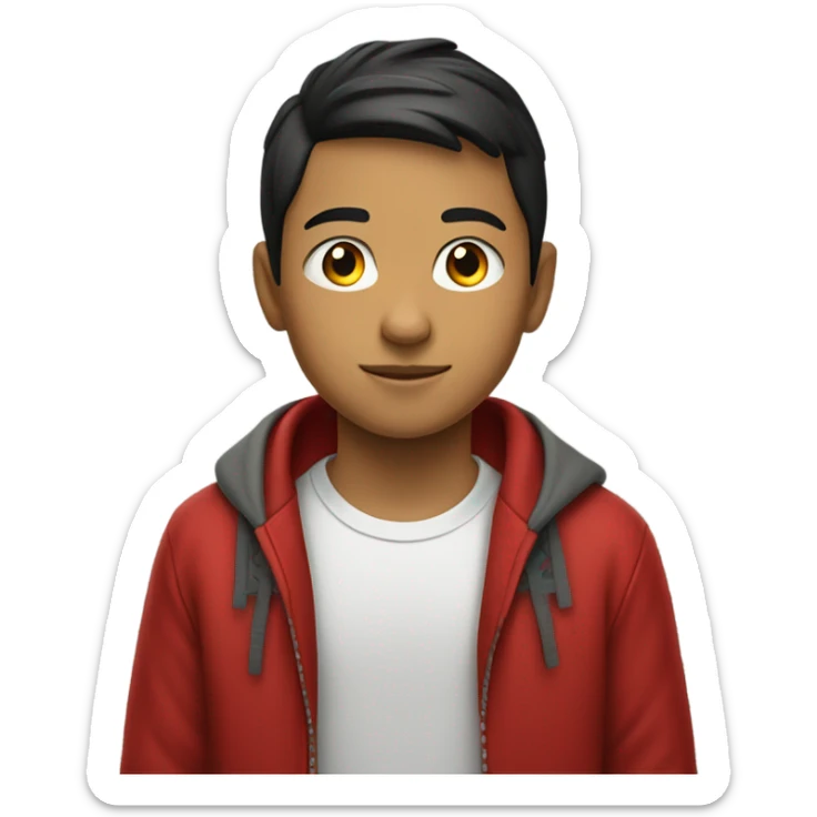 Miguel Rivera. 12 year old young mexican boy wearing a red hooded top sticker