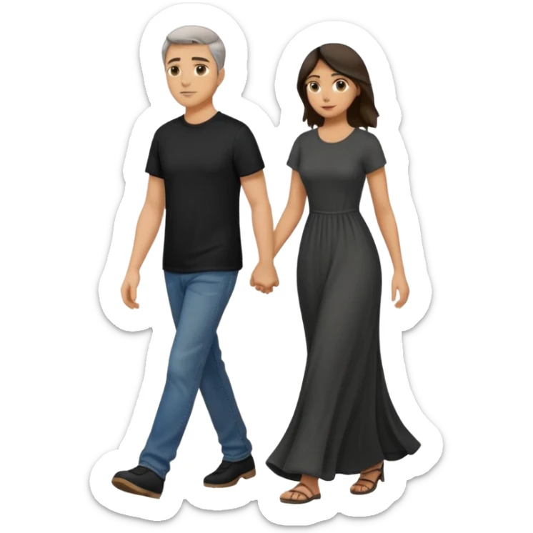 
Iranians fleeing war, full length, in profile, man and woman sticker