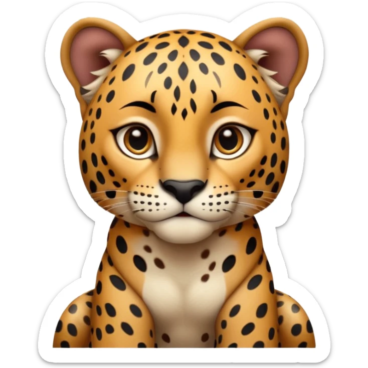 A high-resolution photo-realistic digital illustration of a baby jaguar, chest upward A high-resolution, photo-realistic digital illustration of a majestic young jaguar sticker