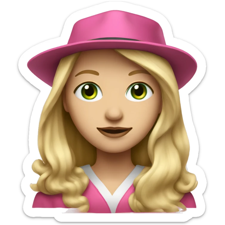 Blonde Long haired, green eyed, pink lip Student Girl with Student cap sticker
