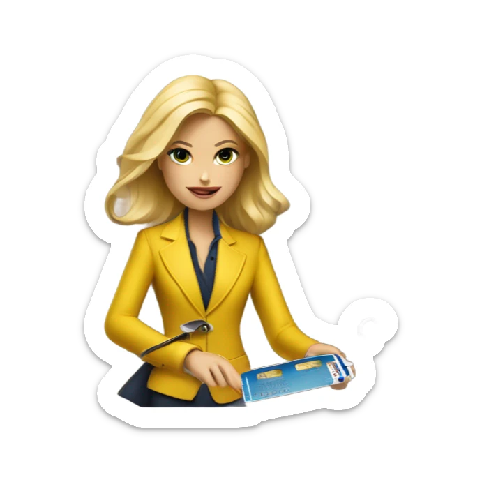 Blonde Ralph lauren women cutting credit card in half  sticker