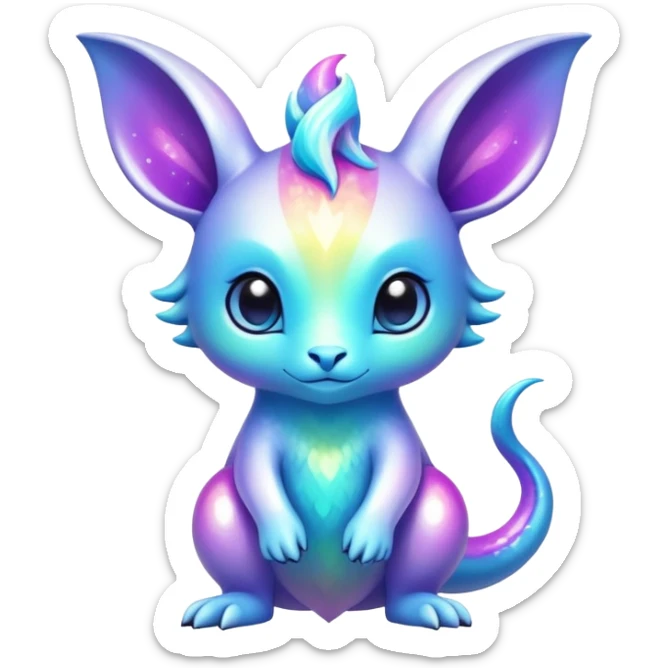 Exotic shiny rare epic cute Fionbri-creature, full body, with random markings sticker