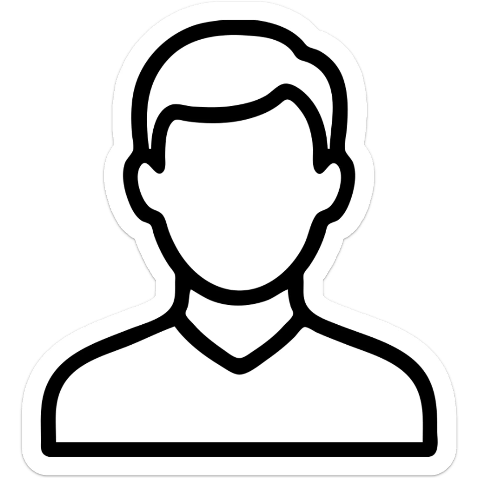 icon style illustration of a man with blue hair, clean lines and simple shapes sticker